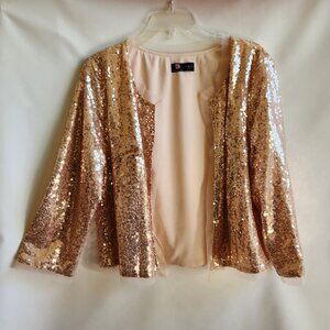 Kancy Kole Rosy Pink Open Front Sequined Jacket XL NWT